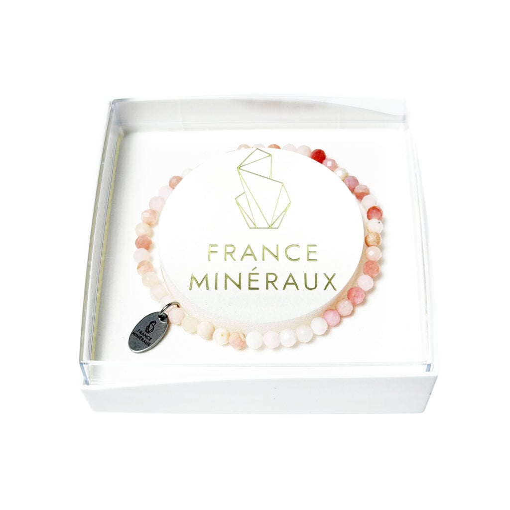 Bracelet Opale Rose des Andes – Perles facettées 3/4mm – 18cm
