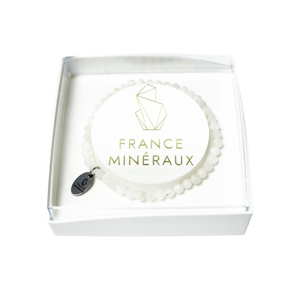 Bracelet Pierre de Lune – Perles facettées 3/4mm – 18cm