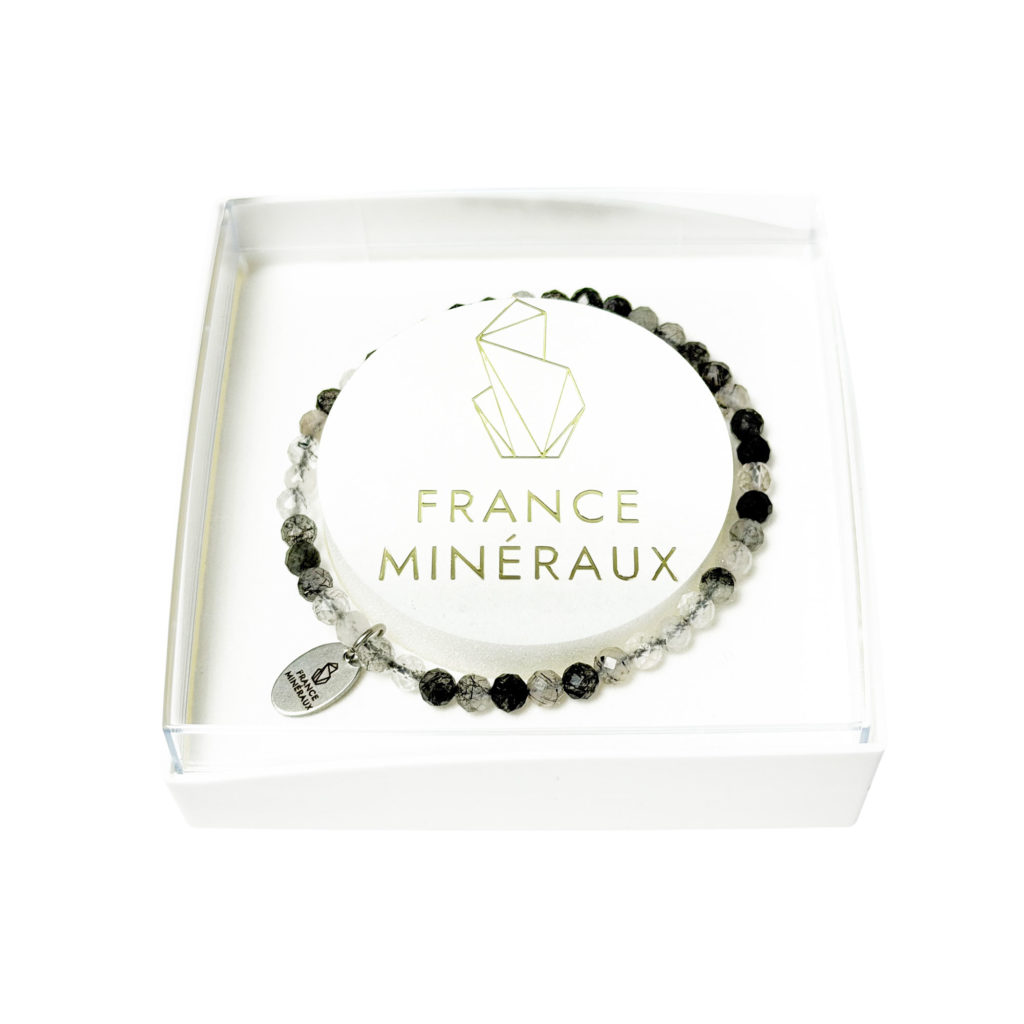 Bracelet Quartz Tourmaline – Perles facettées 3/4mm – 18cm
