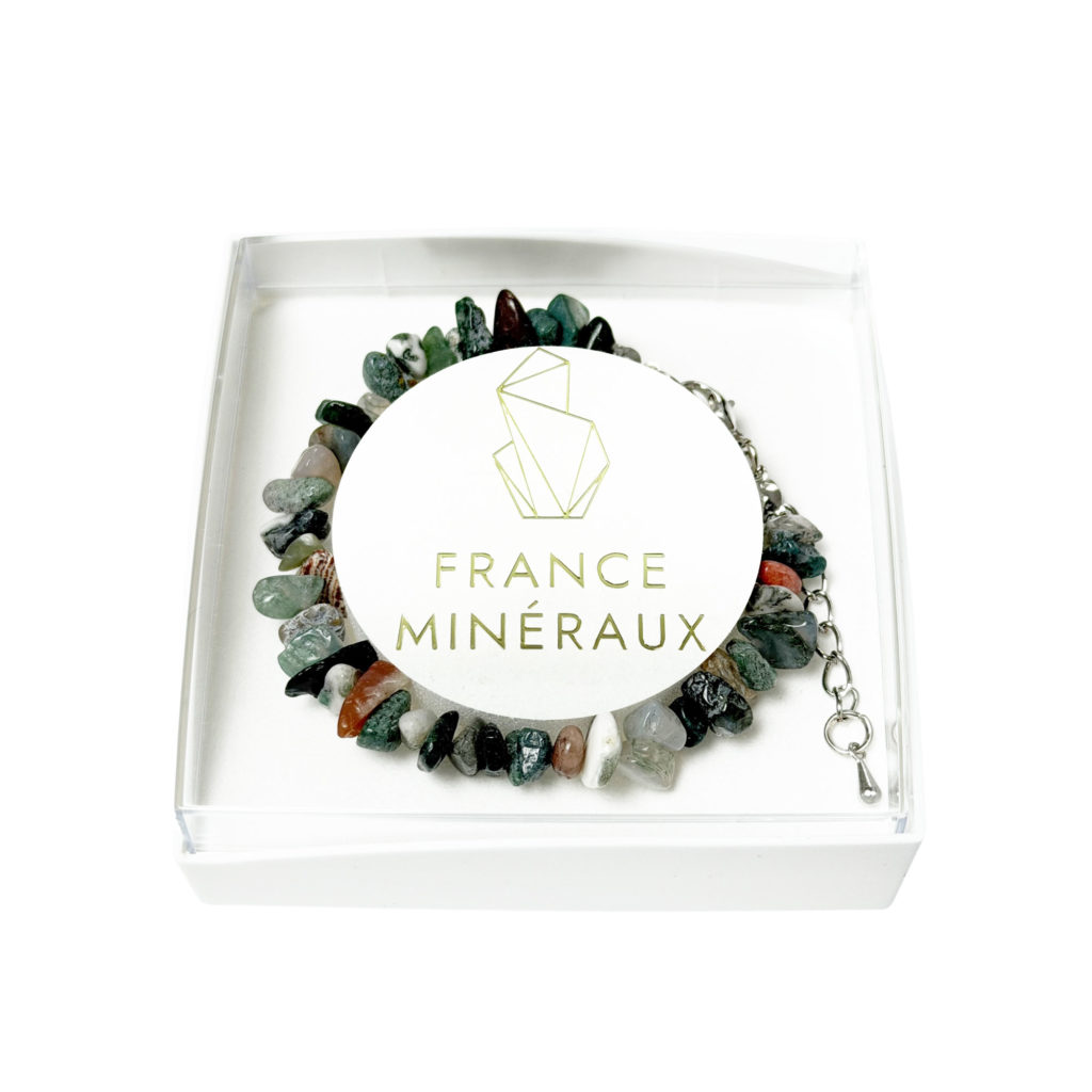 Bracelet Agate mousse – Baroque avec fermoir – 19 à 23cm