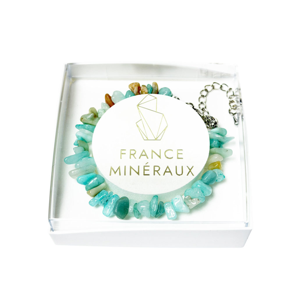 Bracelet Amazonite – Baroque avec fermoir – 19 à 23cm