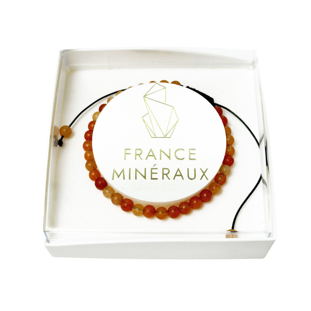 Bracelet Aventurine rouge – Pierres boules 4mm cordon ajustable