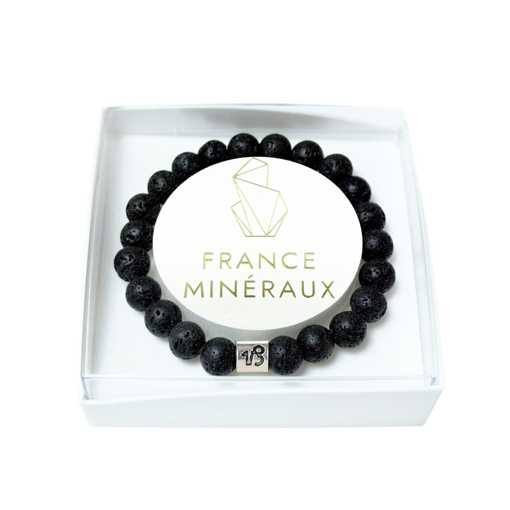 Bracelet Capricorne – Pierre de lave – 20cm