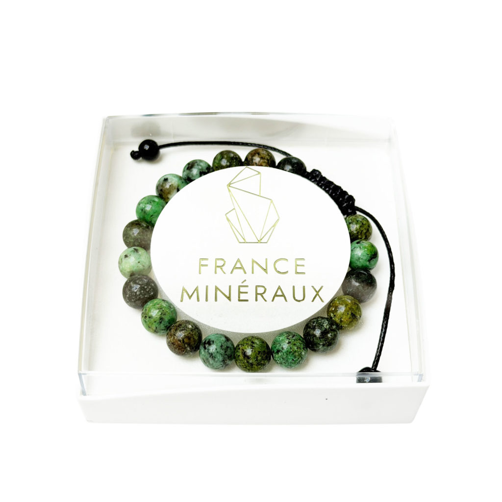 Bracelet Chrysocolle – Pierres boules 8mm cordon ajustable