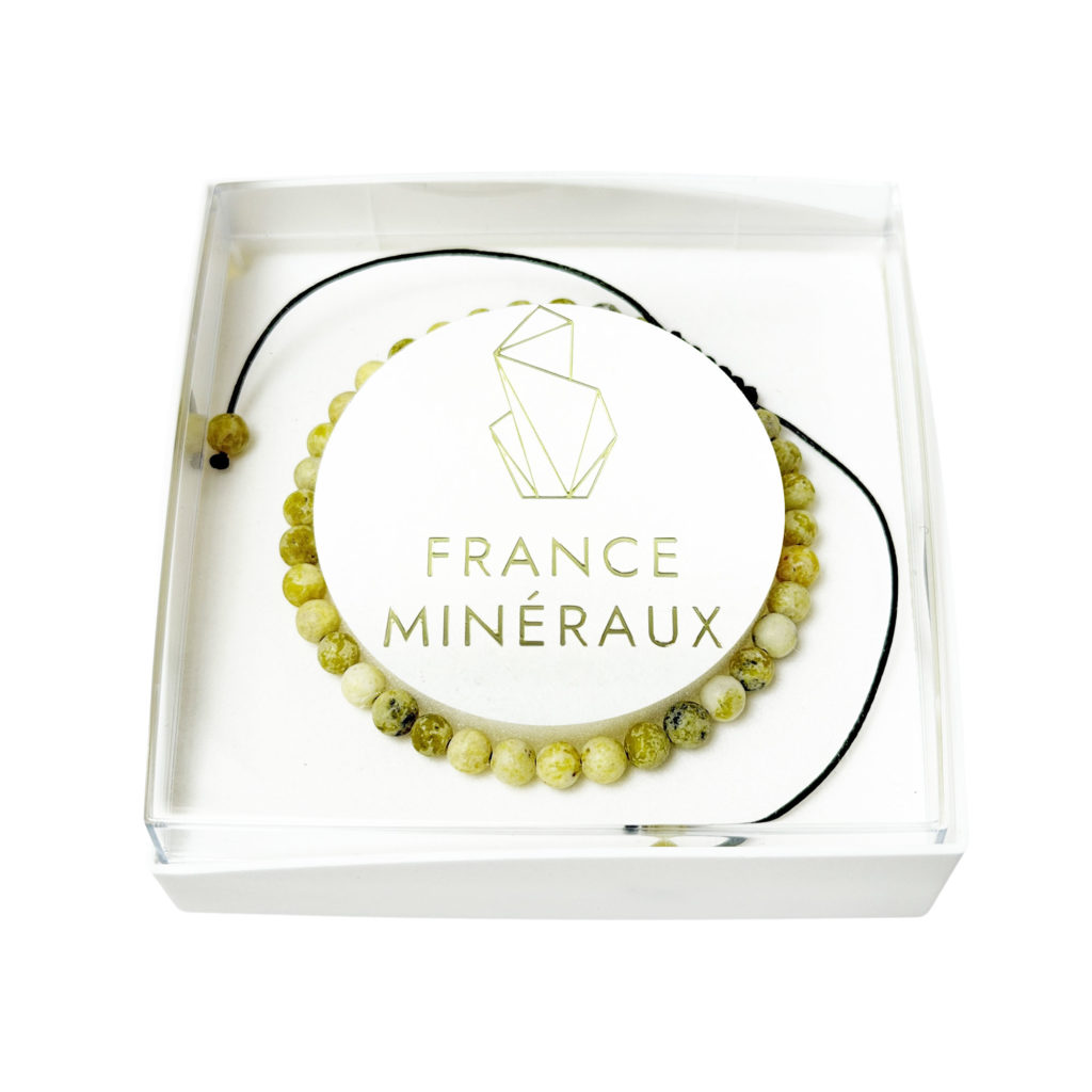 Bracelet Chrysoprase citron – Pierres boules 4mm cordon ajustable