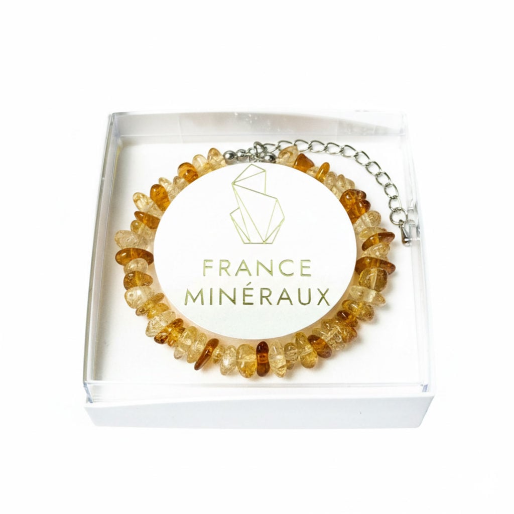 Bracelet Citrine – Baroque avec fermoir – 19 à 23cm