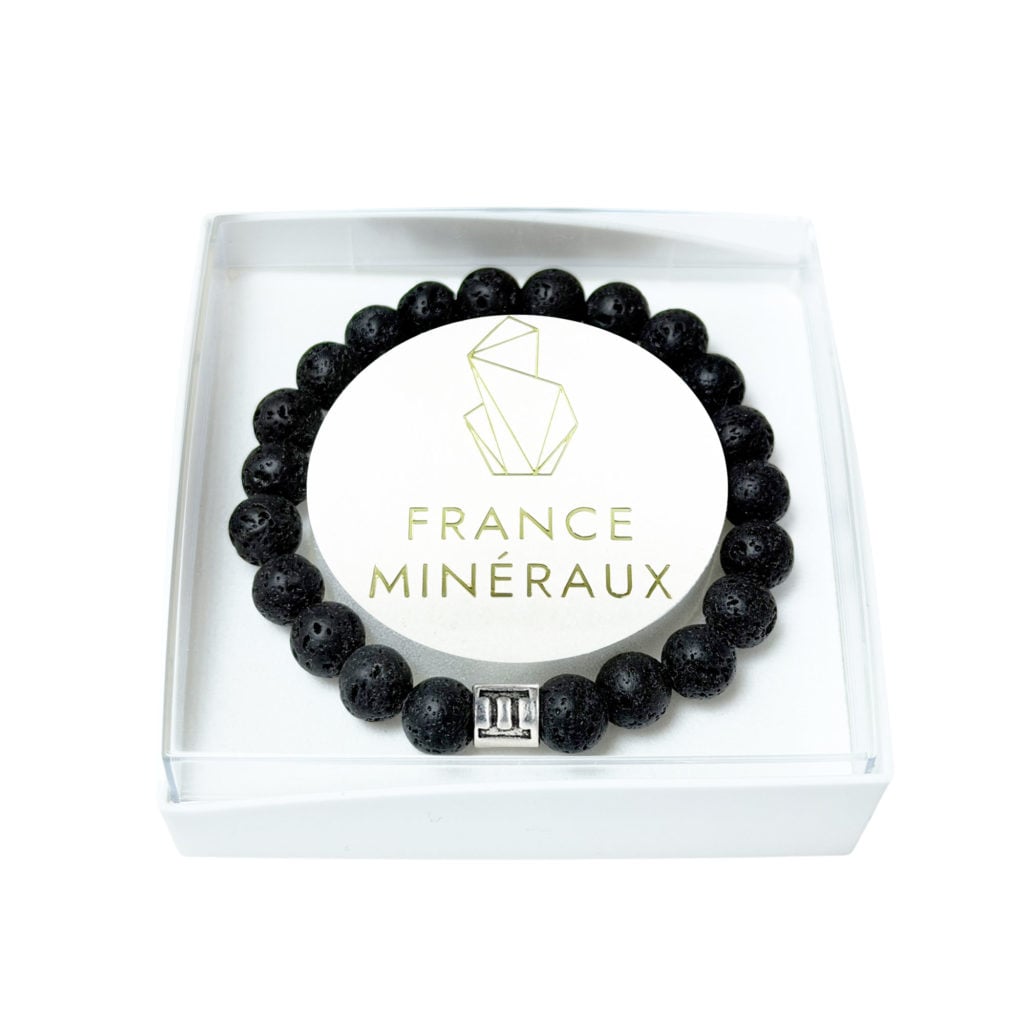 Bracelet Gémeaux – Pierre de lave – 20cm