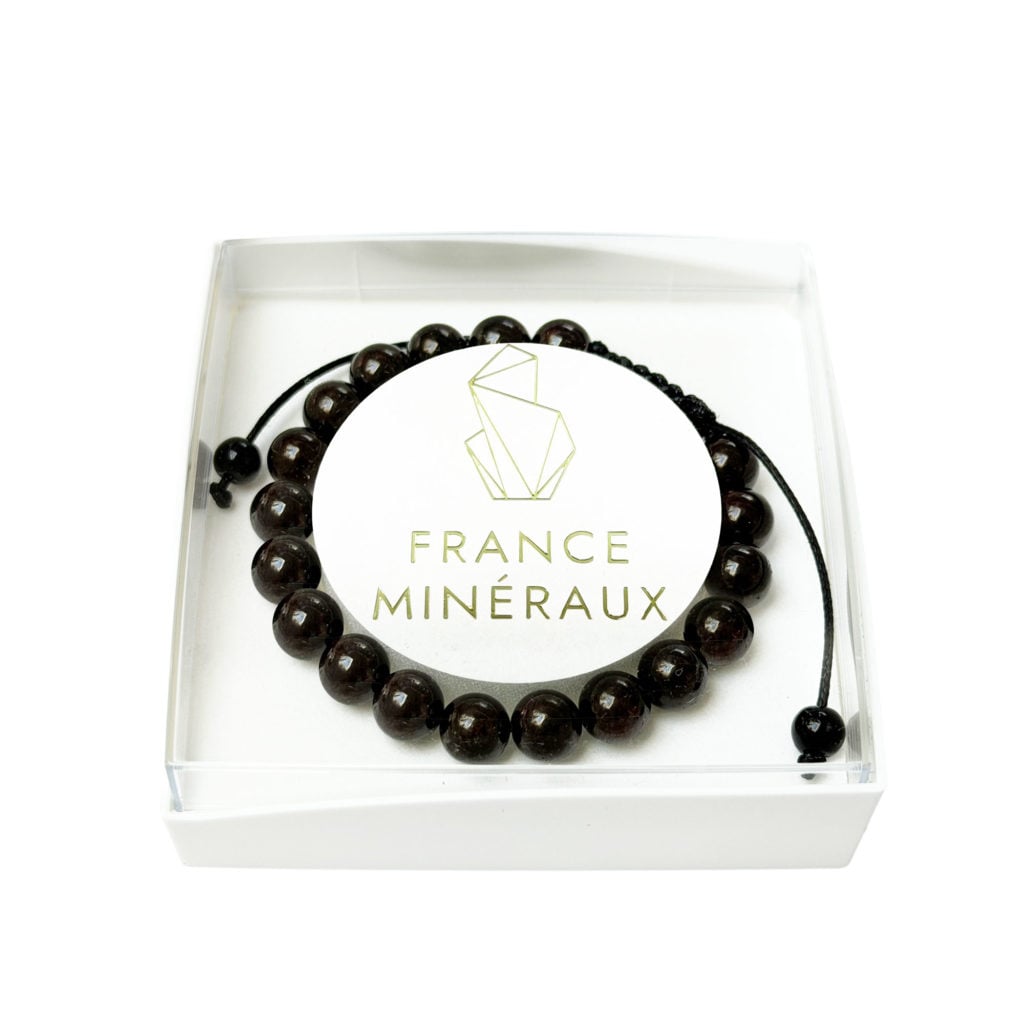 Bracelet Grenat rouge – Pierres boules 8mm cordon ajustable