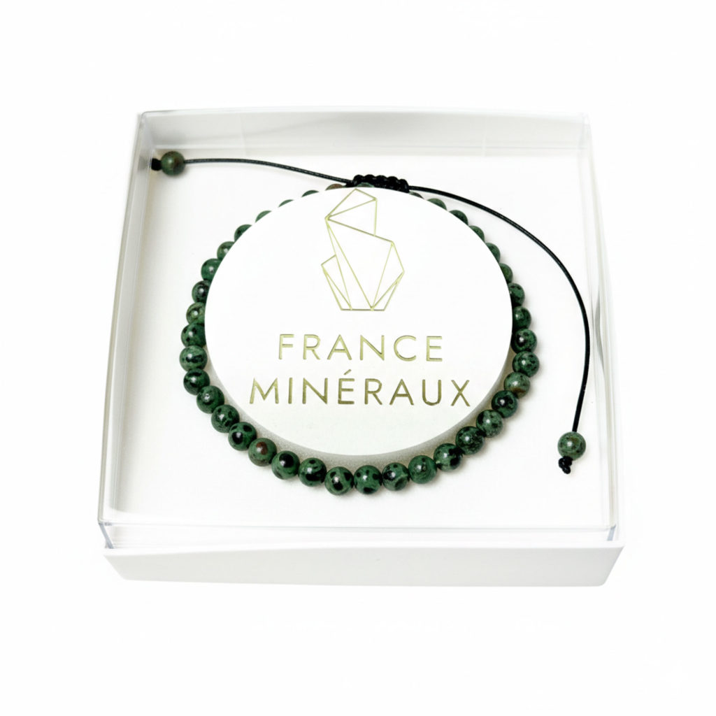 Bracelet Jaspe kambamba – Pierres boules 4mm cordon ajustable