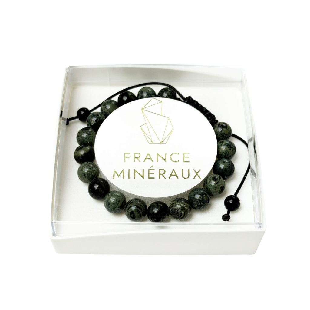 Bracelet Jaspe kambamba – Pierres boules 8mm cordon ajustable