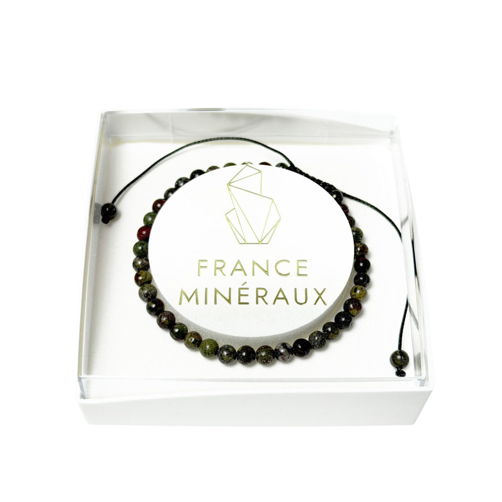 Bracelet Jaspe sanguin – Pierres boules 4mm cordon ajustable