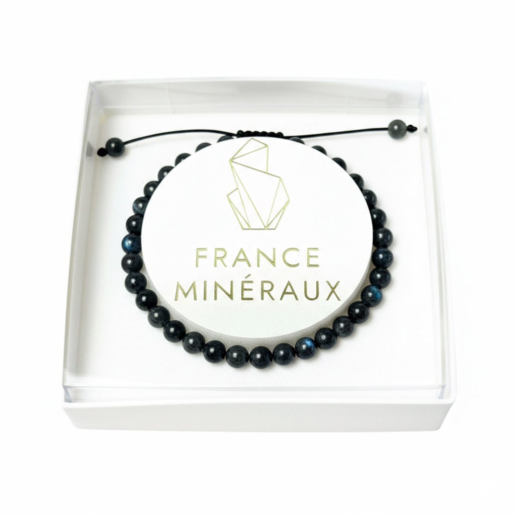 Bracelet Labradorite avec inclusions – Pierres boules 4mm cordon ajustable