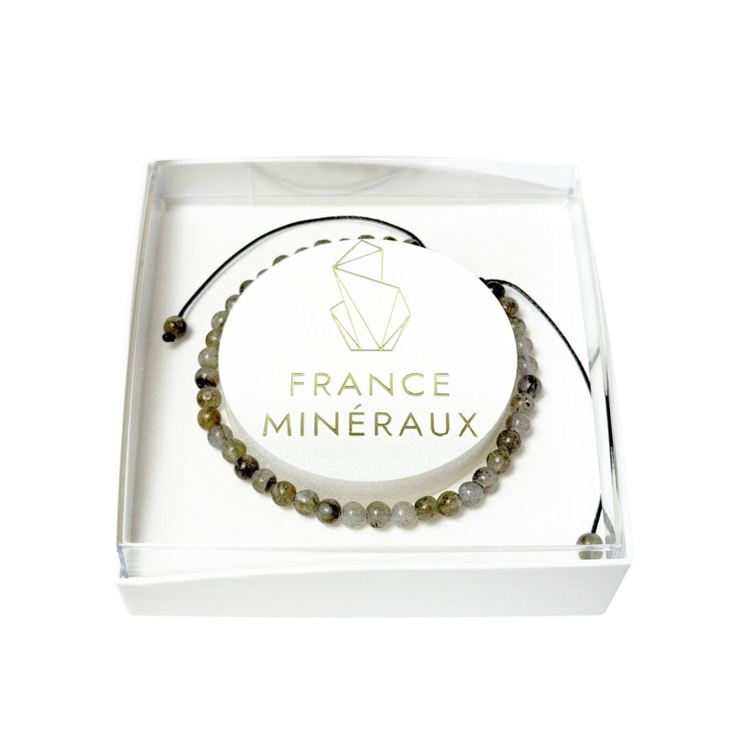 Bracelet Labradorite – Pierres boules 4mm cordon ajustable
