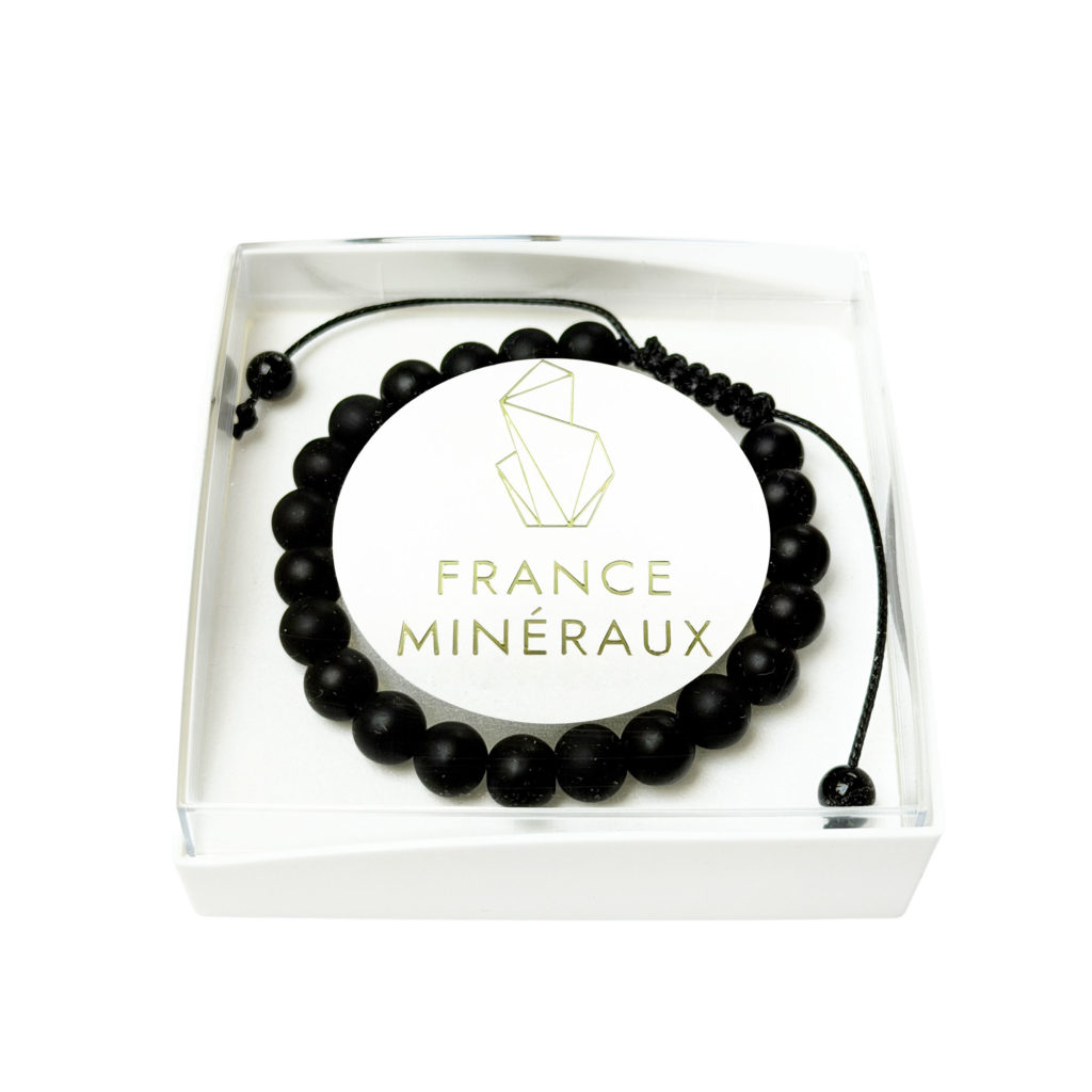Bracelet Onyx mat – Pierres boules 8mm cordon ajustable