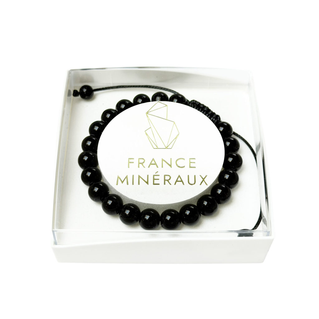 Bracelet Onyx – Pierres boules 8mm cordon ajustable