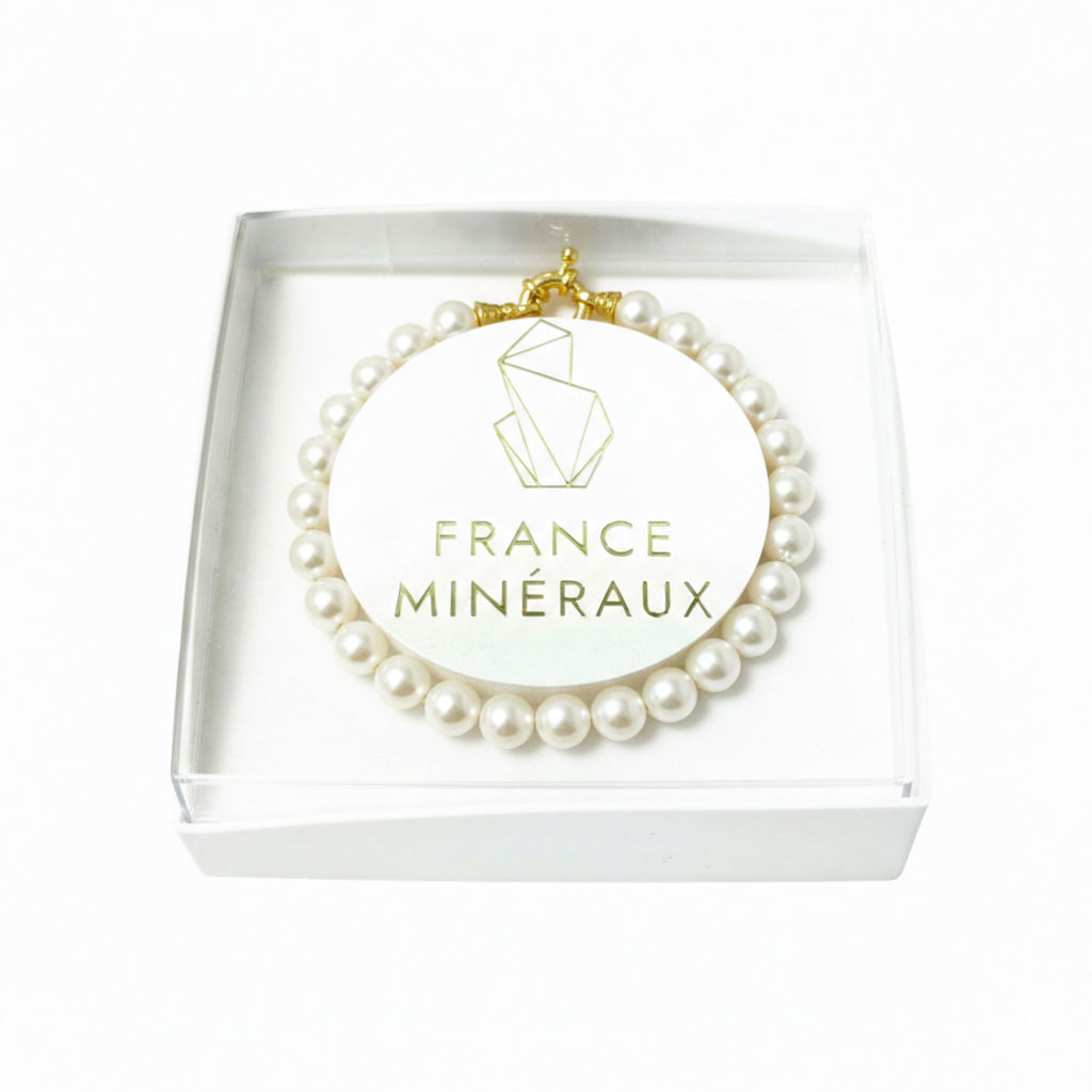 Bracelet Perles de Majorque blanches – Pierres boules 6mm