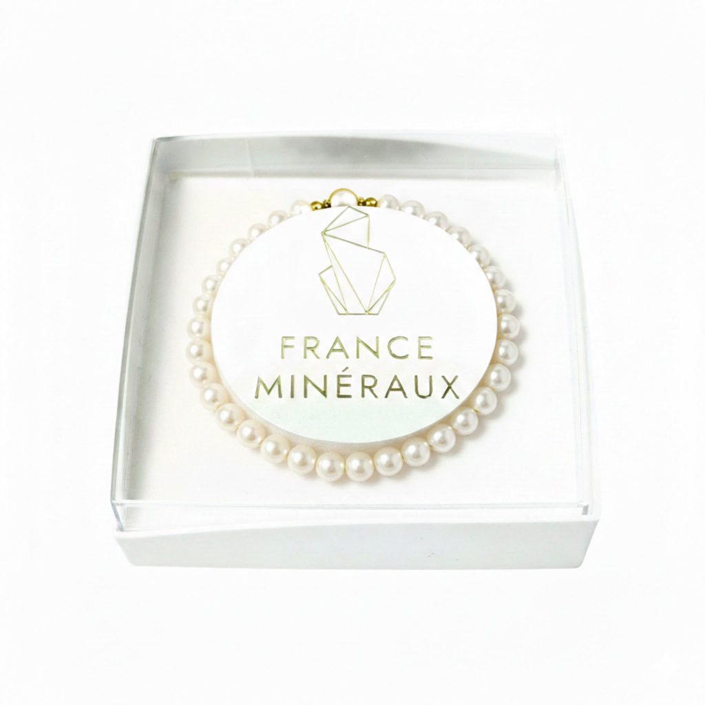 Bracelet Perles de Majorque blanches – Perles boules 8mm