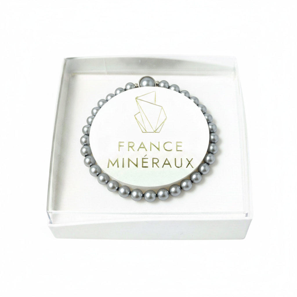 Bracelet Perles de Majorque grises – Pierres boules 6mm