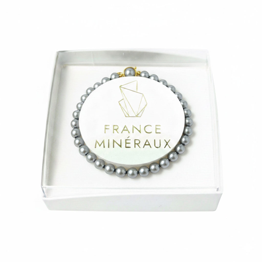 Bracelet Perles de Majorque grises – Perles boules 8mm
