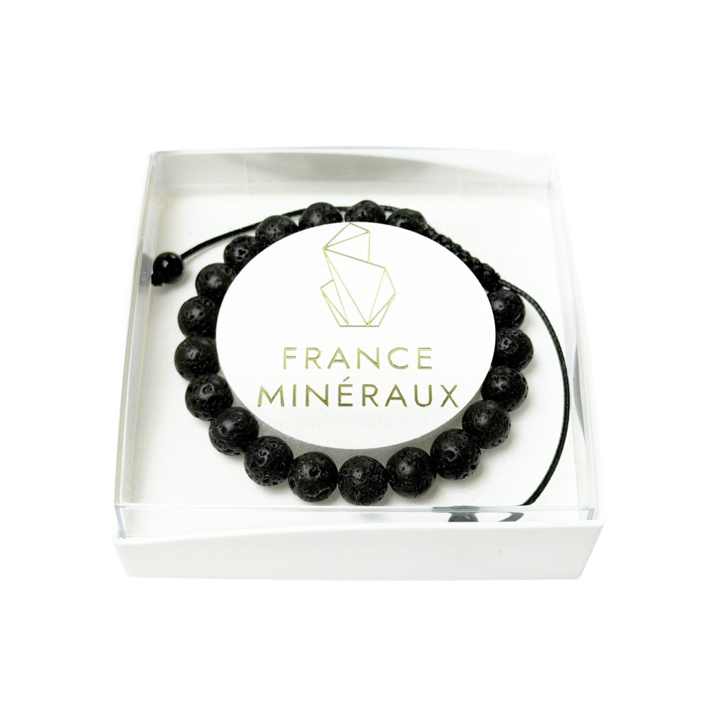 Bracelet Pierre de lave – Pierres boules 8mm cordon ajustable