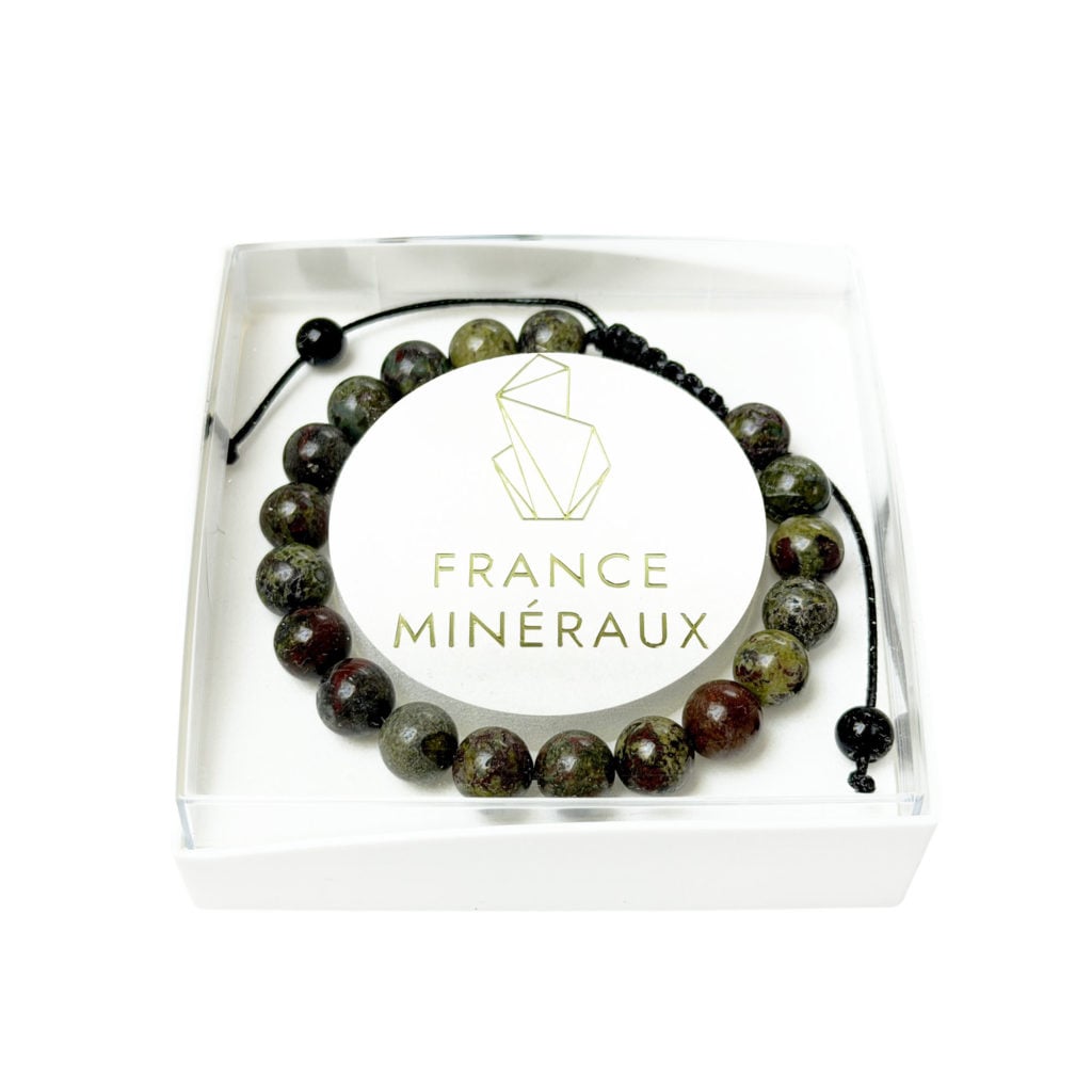 Bracelet Pierre de sang – Pierres boules 8mm cordon ajustable