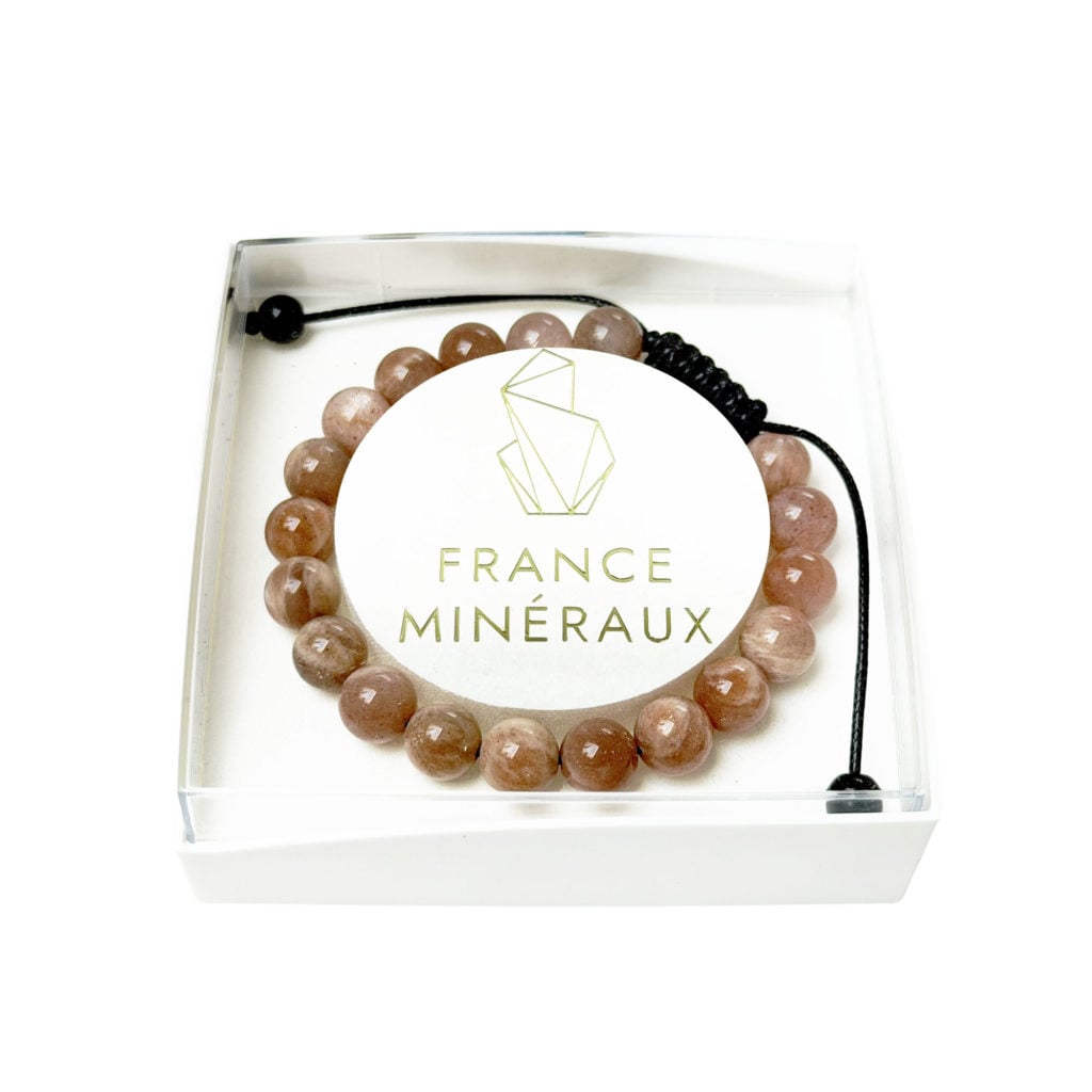 Bracelet Pierre de soleil – Pierres boules 8mm cordon ajustable
