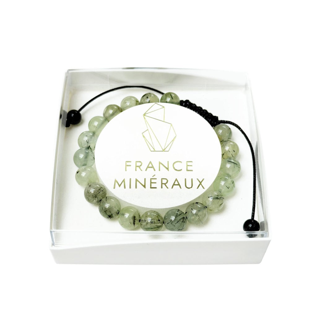 Bracelet Préhnite – Pierres boules 8mm cordon ajustable