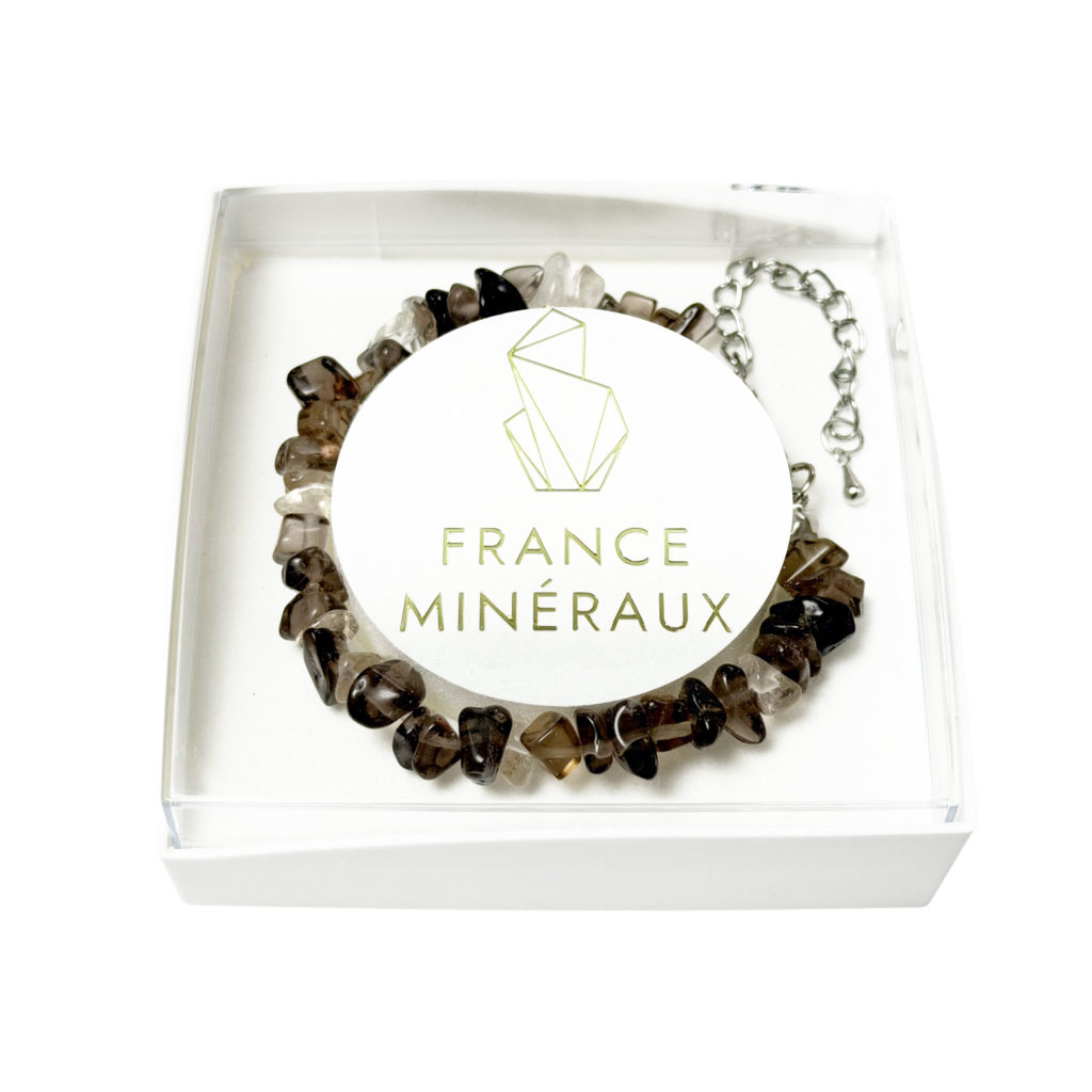 Bracelet Quartz fumé – Baroque avec fermoir – 19 à 23cm