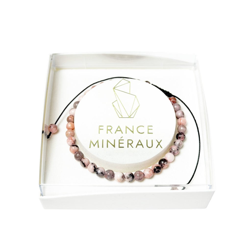Bracelet Rhodochrosite – Pierres boules 4mm cordon ajustable