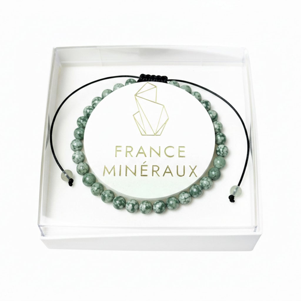 Bracelet Serpentine foncée – Pierres boules 4mm cordon ajustable