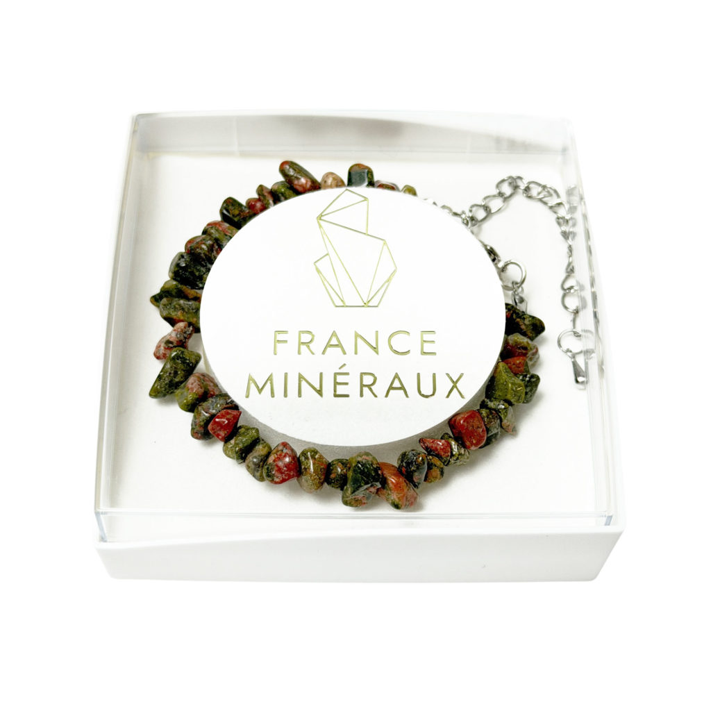 Bracelet Unakite – Baroque avec fermoir – 19 à 23cm