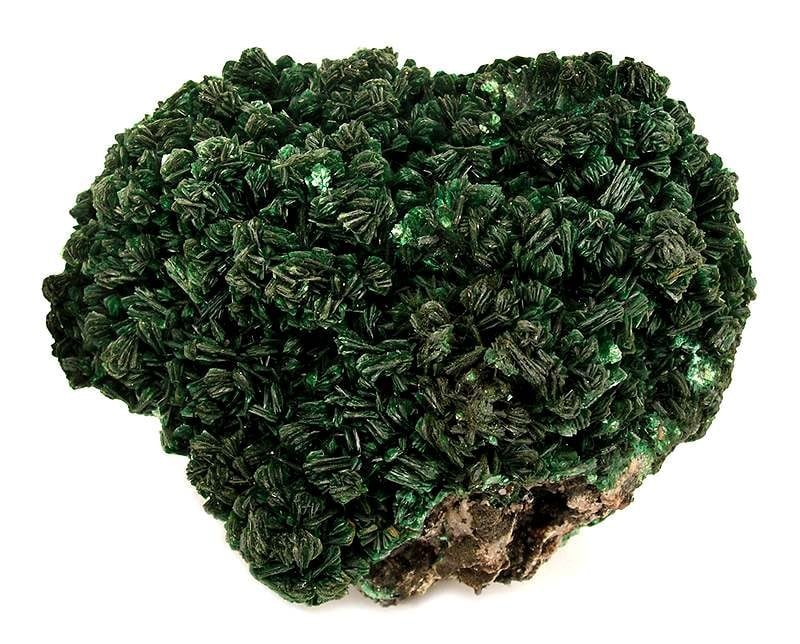 Cristaux verts de torbernite, phosphate d'uranium et de cuivre radioactif