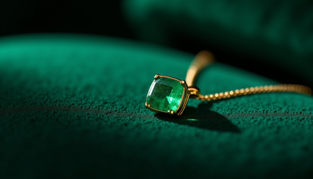 Pendentif émeraude monté sur or
