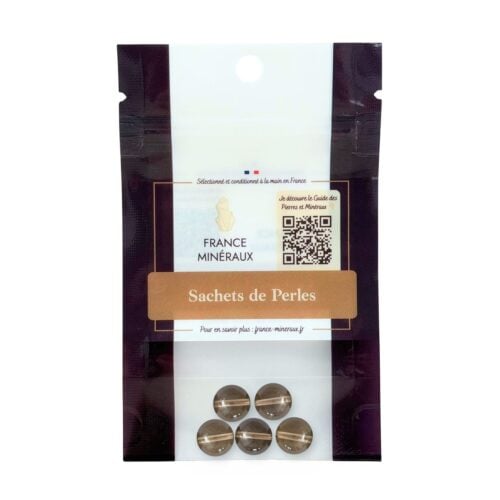 Sachet de 5 perles Quartz fumé – 12mm