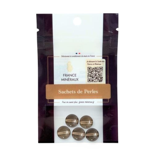 Sachet de 5 perles Quartz fumé – 14mm