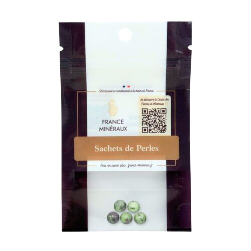 Sachet de 5 perles Rubis sur Zoïsite – 8mm